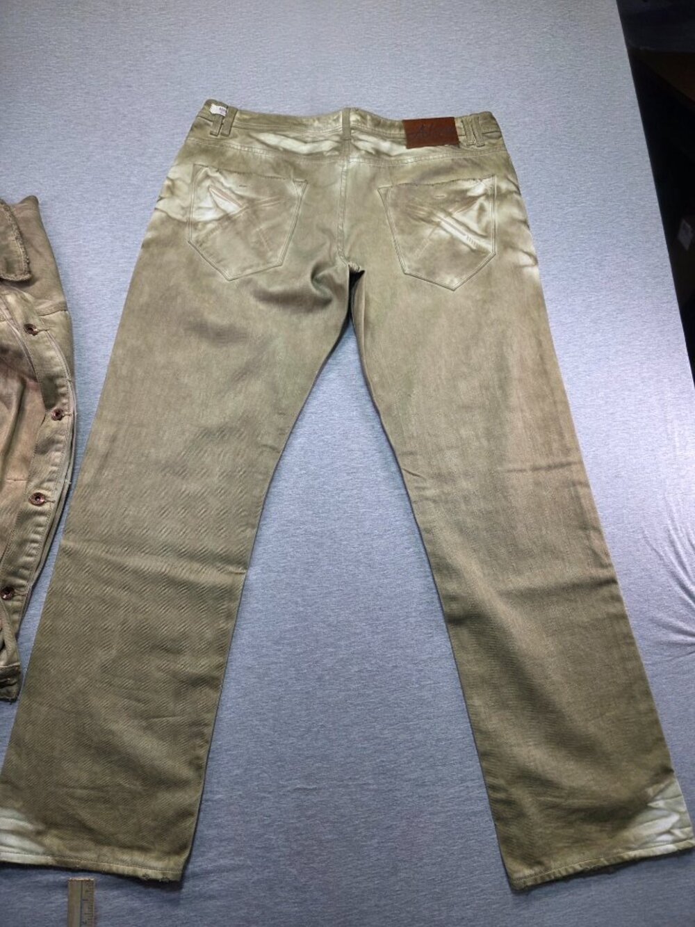AKOO Brand Denim Vest & Jeans Set Khaki Distressed Vest 3XL / Jeans 38 - Picture 9 of 10